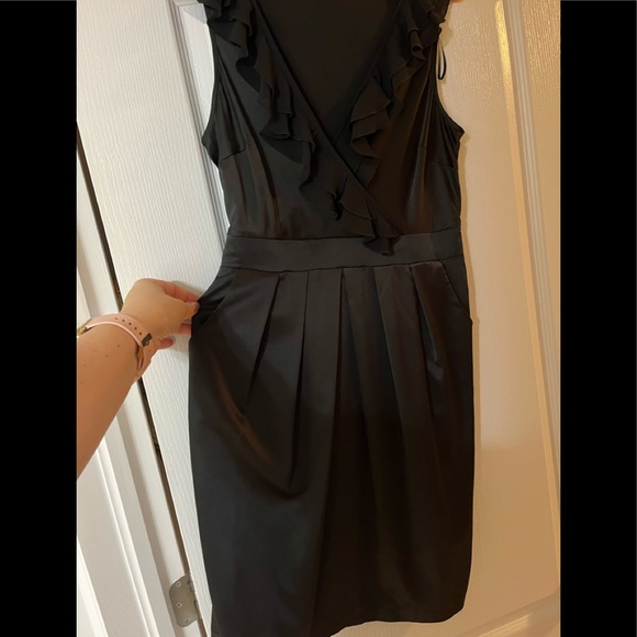 Satin black mini dress size 8 - Picture 1 of 4